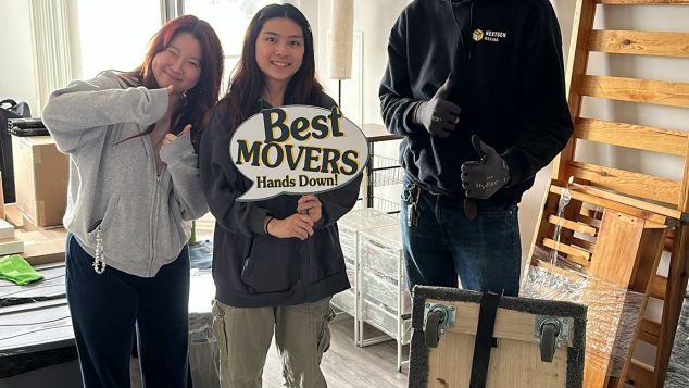 Moving day with professional movers.