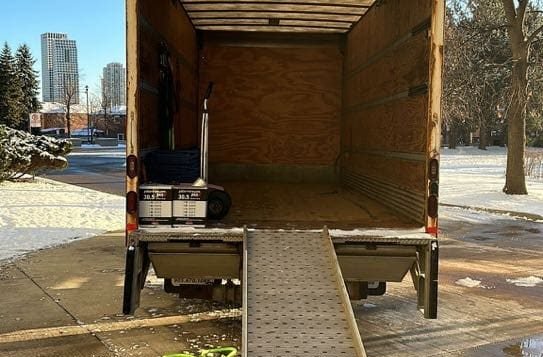 Empty moving truck with ramp