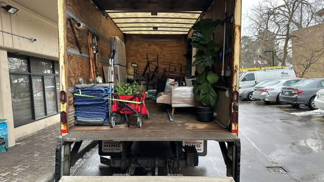 Truck loaded with gardening supplies and plants